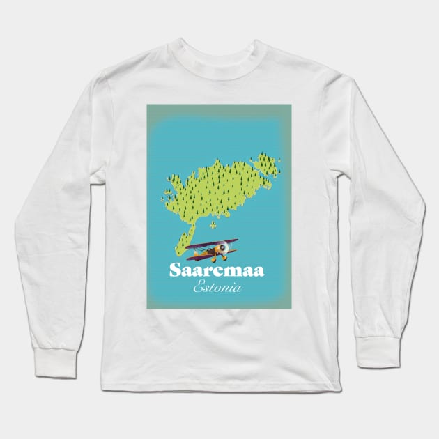 Saaremaa Estonia map Long Sleeve T-Shirt by nickemporium1